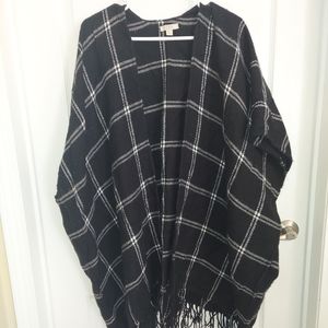 Black Plaid Poncho